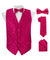 Vittorio Farina Men's Woven Paisley Vest, Necktie, Bow Tie and Pocket Square Set (Black Back) - vest_paisley_BB_hotpink_XS - Classy Cufflinks