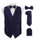 Vittorio Farina Men's Woven Paisley Vest, Necktie, Bow Tie and Pocket Square Set (Black Back) - vest_paisley_BB_navy_XS - Classy Cufflinks