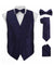 Vittorio Farina Men's Woven Paisley Vest, Necktie, Bow Tie and Pocket Square Set (Black Back) - vest_paisley_BB_navy_XS - Classy Cufflinks
