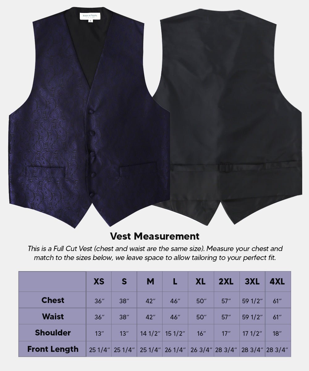 Vittorio Farina Men's Woven Paisley Vest, Necktie, Bow Tie and Pocket Square Set (Black Back) - vest_paisley_BB_navy_XS - Classy Cufflinks