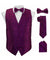 Vittorio Farina Men's Woven Paisley Vest, Necktie, Bow Tie and Pocket Square Set (Black Back) - vest_paisley_BB_plum_XS - Classy Cufflinks