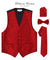 Vittorio Farina Men's Woven Paisley Vest, Necktie, Bow Tie and Pocket Square Set (Black Back) - vest_paisley_BB_red_XS - Classy Cufflinks