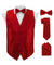 Vittorio Farina Men's Woven Paisley Vest, Necktie, Bow Tie and Pocket Square Set (Black Back) - vest_paisley_BB_red_XS - Classy Cufflinks