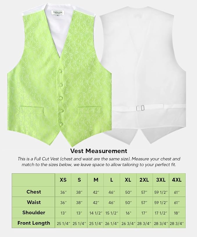 Vittorio Farina Paisley Vest Set (White Back) Var. 01 (Aqua-Mint) - vest_paisley_WB_mint_XS - Classy Cufflinks