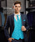 Vittorio Farina Men's Woven Paisley Vest, Necktie, Bow Tie and Pocket Square Set (White Back) - vest_paisley_WB_turquoise_XS - Classy Cufflinks