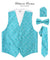 Vittorio Farina Men's Woven Paisley Vest, Necktie, Bow Tie and Pocket Square Set (White Back) - vest_paisley_WB_turquoise_XS - Classy Cufflinks