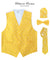 Vittorio Farina Men's Woven Paisley Vest, Necktie, Bow Tie and Pocket Square Set (White Back) - vest_paisley_WB_yellow_XS - Classy Cufflinks