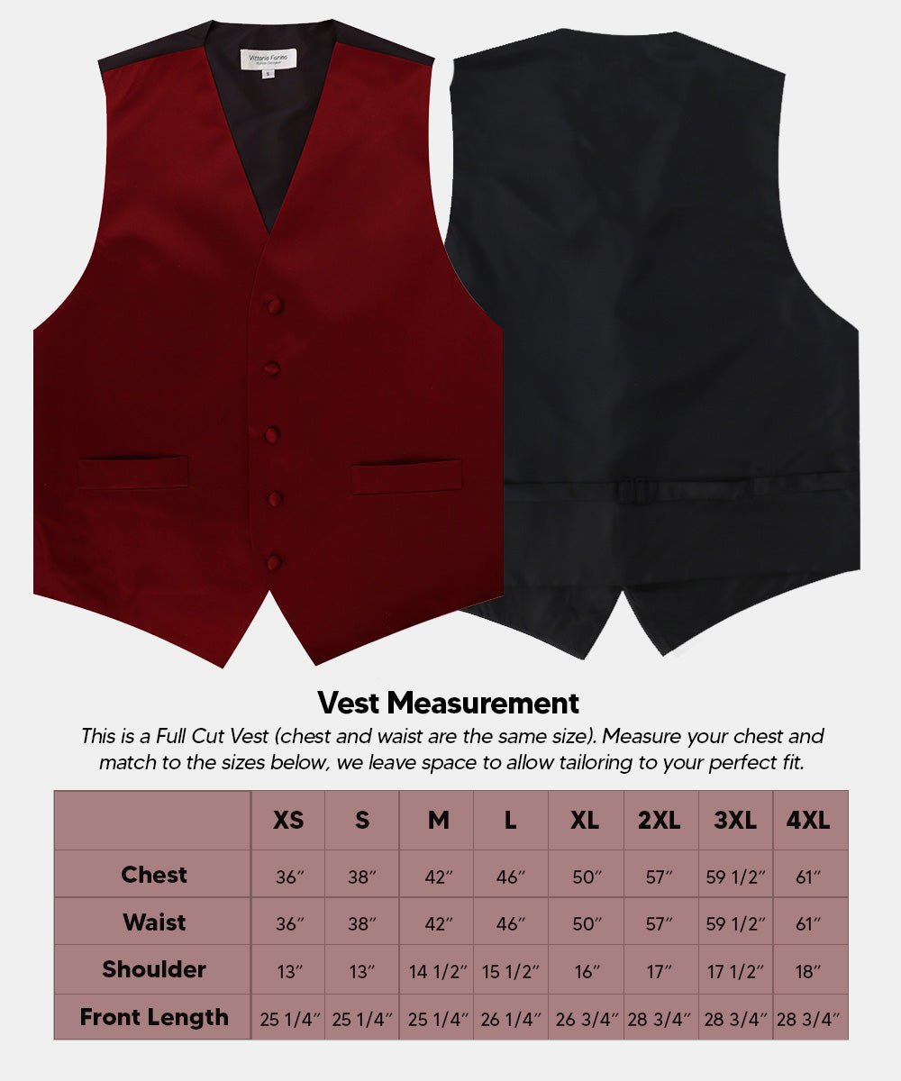 Vittorio Farina Men's Satin Vest, Necktie, Bow Tie and Pocket Square Set (Black Back) - vest_plain_BB_aggiemaroon_XS - Classy Cufflinks