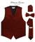 Vittorio Farina Men's Satin Vest, Necktie, Bow Tie and Pocket Square Set (Black Back) - vest_plain_BB_burgundy_XS - Classy Cufflinks