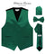 Vittorio Farina Men's Satin Vest, Necktie, Bow Tie and Pocket Square Set (Black Back) - vest_plain_BB_hunter_XS - Classy Cufflinks