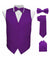 Vittorio Farina Men's Satin Vest, Necktie, Bow Tie and Pocket Square Set (Black Back) - vest_plain_BB_purple_XS - Classy Cufflinks