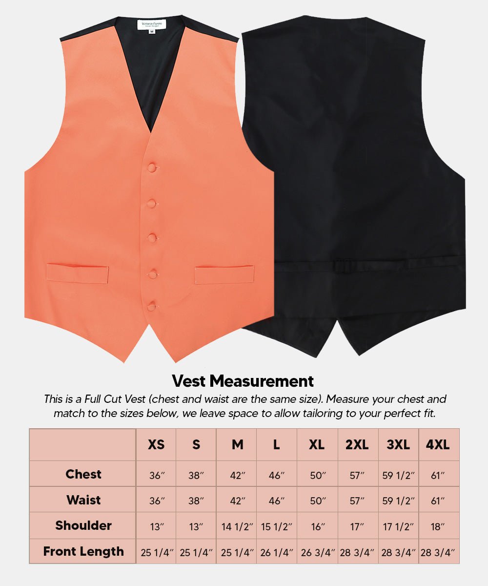 Vittorio Farina Men's Satin Vest, Necktie, Bow Tie and Pocket Square Set (Black Back) - vest_plain_BB_rosegold_XS - Classy Cufflinks