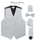 Vittorio Farina Men's Satin Vest, Necktie, Bow Tie and Pocket Square Set (Black Back) - vest_plain_BB_silver_XS - Classy Cufflinks