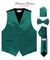 Vittorio Farina Men's Satin Vest, Necktie, Bow Tie and Pocket Square Set (Black Back) - vest_plain_BB_tealgreen_XS - Classy Cufflinks