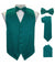 Vittorio Farina Men's Satin Vest, Necktie, Bow Tie and Pocket Square Set (Black Back) - vest_plain_BB_tealgreen_XS - Classy Cufflinks