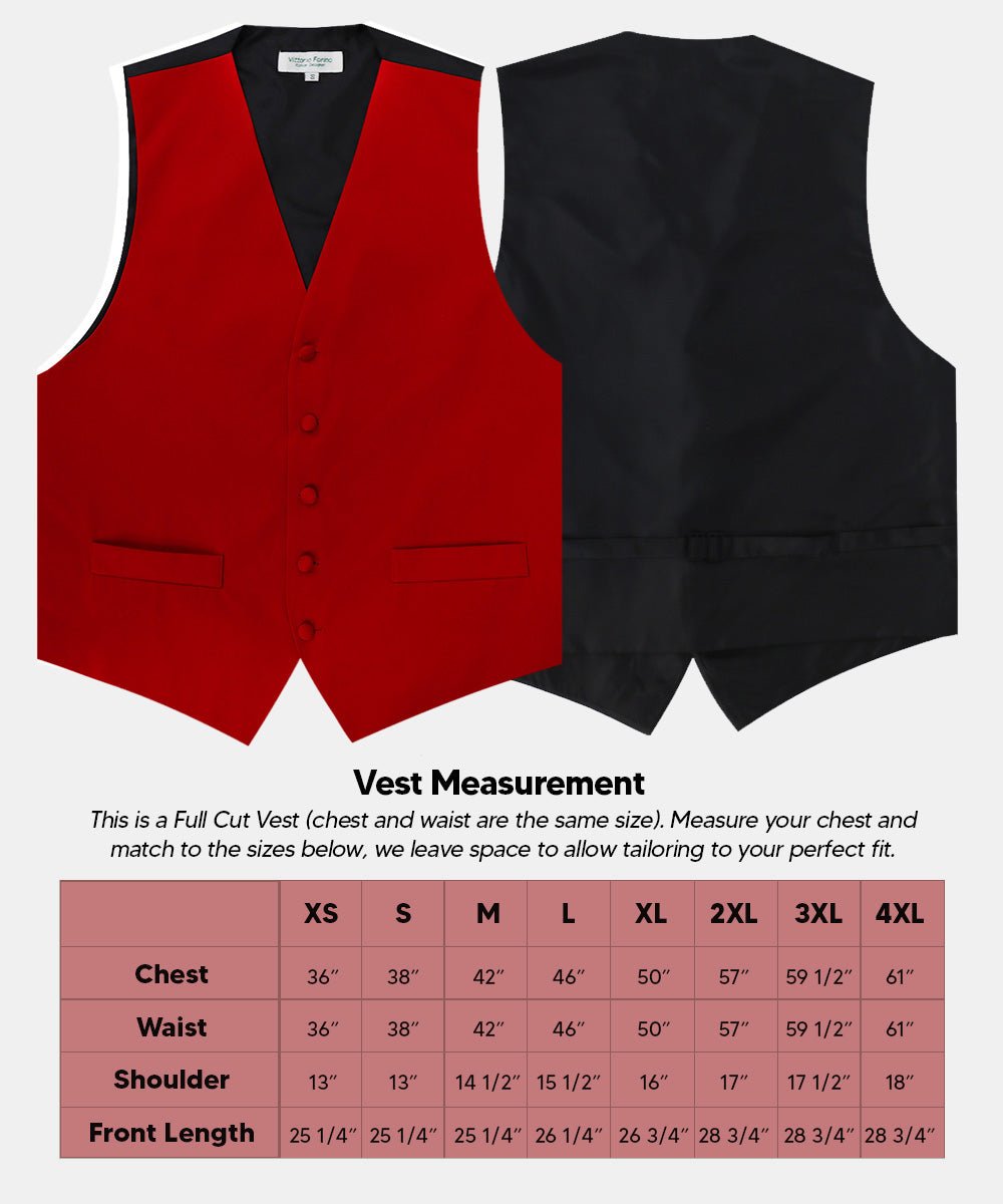 Vittorio Farina Men's Satin Vest, Necktie, Bow Tie and Pocket Square Set (Black Back) - vest_plain_BB_wine_XS - Classy Cufflinks