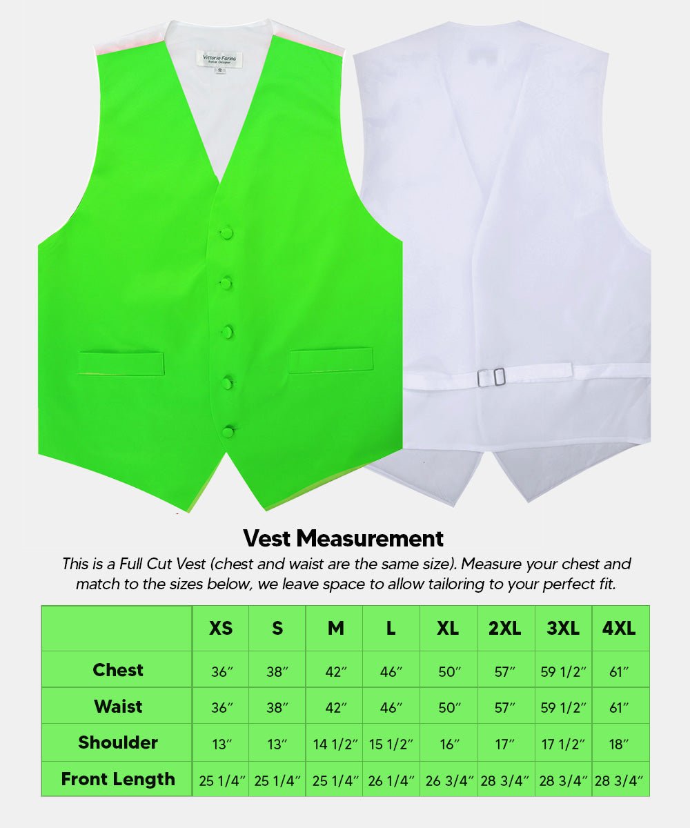 Vittorio Farina Men's Satin Vest, Necktie, Bow Tie and Pocket Square Set (White Back) - vest_plain_WB_lime_XS - Classy Cufflinks