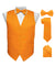 Vittorio Farina Men's Satin Vest, Necktie, Bow Tie and Pocket Square Set (White Back) - vest_plain_WB_orange_XS - Classy Cufflinks