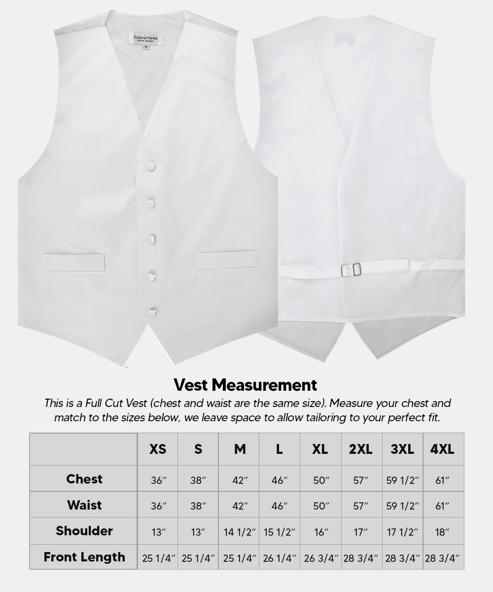Vittorio Farina Men's Satin Vest, Necktie, Bow Tie and Pocket Square Set (White Back) - vest_plain_WB_white_XS - Classy Cufflinks