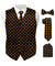 Vittorio Farina Men's White and Black Dot Polka Dot Vest, Necktie, Bow Tie and Pocket Square Set - vest_polkadot_BB_blackgold_S - Classy Cufflinks