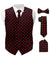 Vittorio Farina Men's White and Black Dot Polka Dot Vest, Necktie, Bow Tie and Pocket Square Set - vest_polkadot_BB_blackred_S - Classy Cufflinks