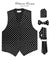 Vittorio Farina Men's White and Black Dot Polka Dot Vest, Necktie, Bow Tie and Pocket Square Set - vest_polkadot_WB_whiteblack_S_V03 - Classy Cufflinks