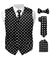 Vittorio Farina Men's White and Black Dot Polka Dot Vest, Necktie, Bow Tie and Pocket Square Set - vest_polkadot_WB_whiteblack_S_V03 - Classy Cufflinks