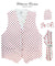 Vittorio Farina Men's White and Black Dot Polka Dot Vest, Necktie, Bow Tie and Pocket Square Set - vest_polkadot_WB_whitered_S - Classy Cufflinks
