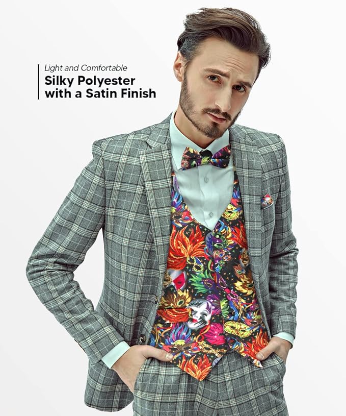 Vittorio Farina Mardi Gras Vest &amp; Bow Tie ONLY Ver 1. - vestb_mardi_BB_Mardi #0_S - Classy Cufflinks