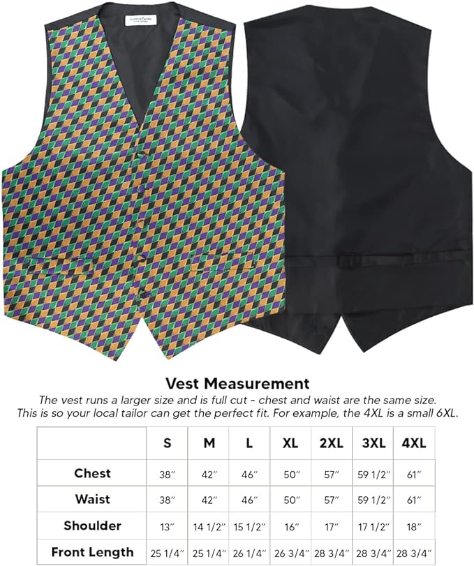 Vittorio Farina Mardi Gras Vest &amp; Bow Tie ONLY Ver 1. - vestB_mardi_BB_Mardi #6_S - Classy Cufflinks