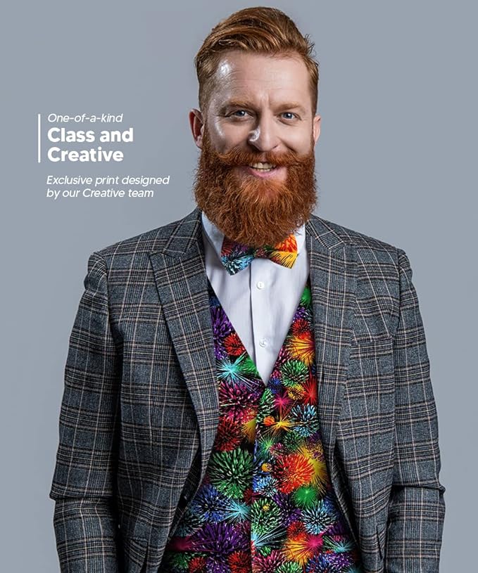 Vittorio Farina Mardi Gras Vest &amp; Bow Tie ONLY Ver 1. - vestB_mardi_BB_Mardi #7_S - Classy Cufflinks