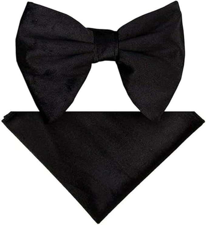 Vittorio Farina Velvet Edwardian Bow Tie &amp; Pocket Square - vtb-001 - Classy Cufflinks
