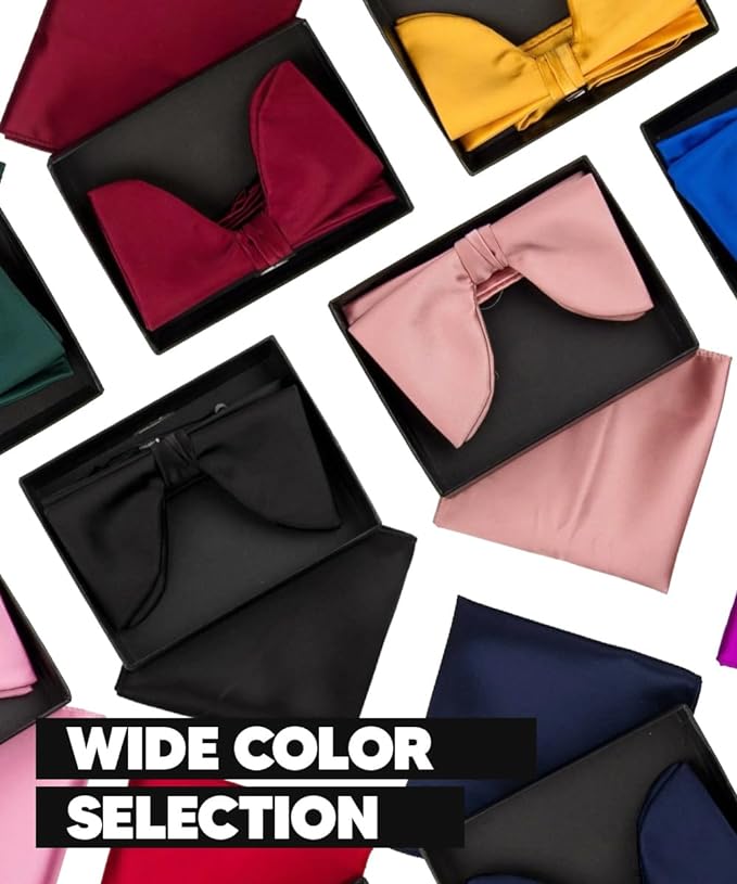 Vittorio Farina Velvet Edwardian Bow Tie &amp; Pocket Square - vtb-002 - Classy Cufflinks