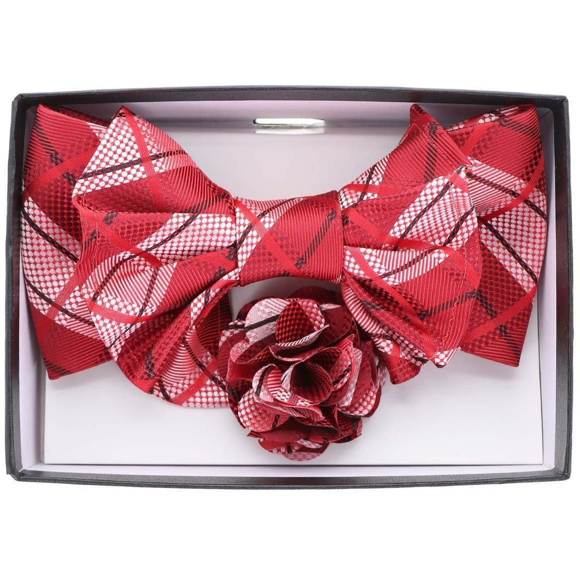 Vittorio Farina XL Bow Tie, Pocket Square &amp; Flower Lapel Pin - xl-l-155 - Classy Cufflinks