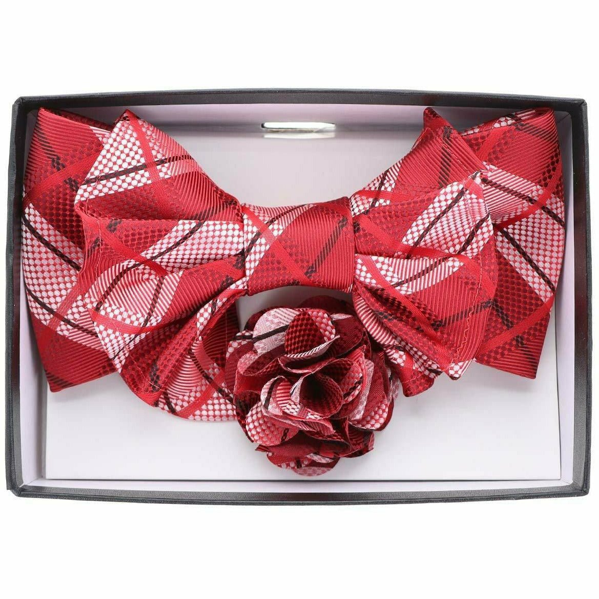 Vittorio Farina XL Bow Tie, Pocket Square &amp; Flower Lapel Pin - xl-l-2125 - Classy Cufflinks