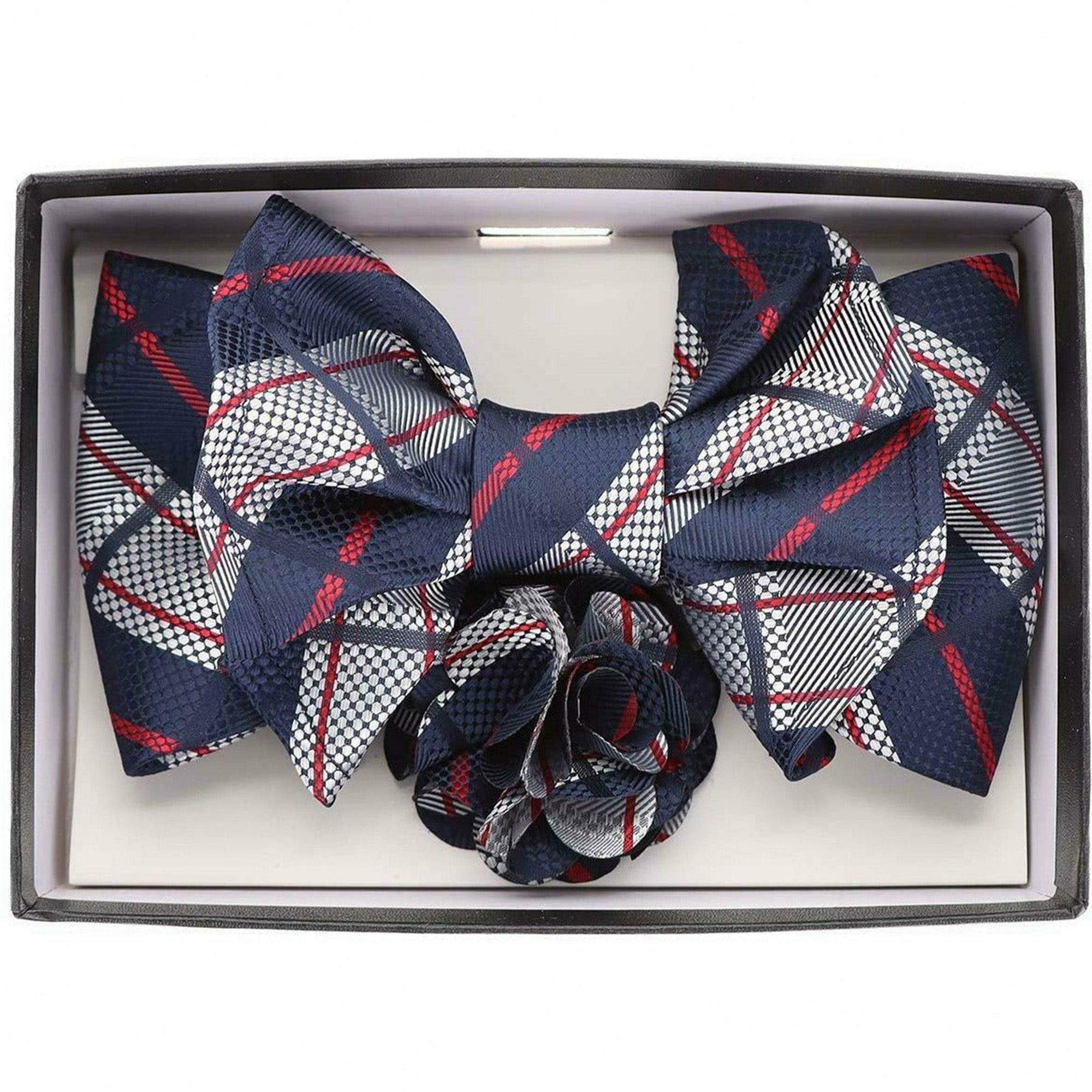 Vittorio Farina XL Bow Tie, Pocket Square & Flower Lapel Pin - xl-l-2126 - Classy Cufflinks
