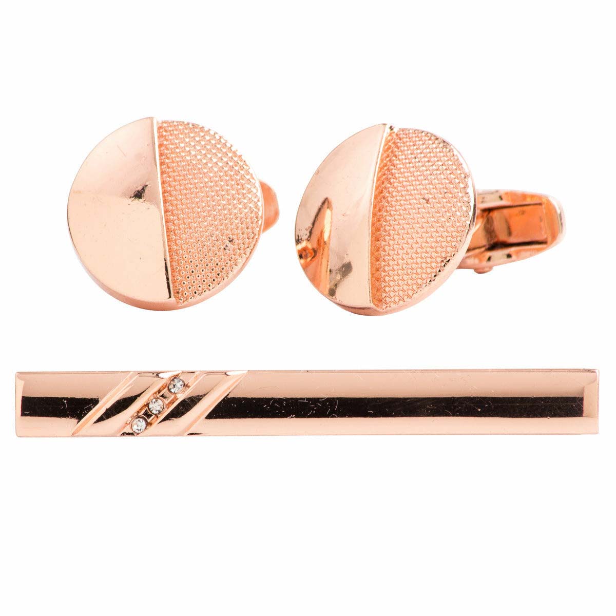Vittorio Vico Plain Gold Cufflink &amp; Tie Bar Set in Gift Box