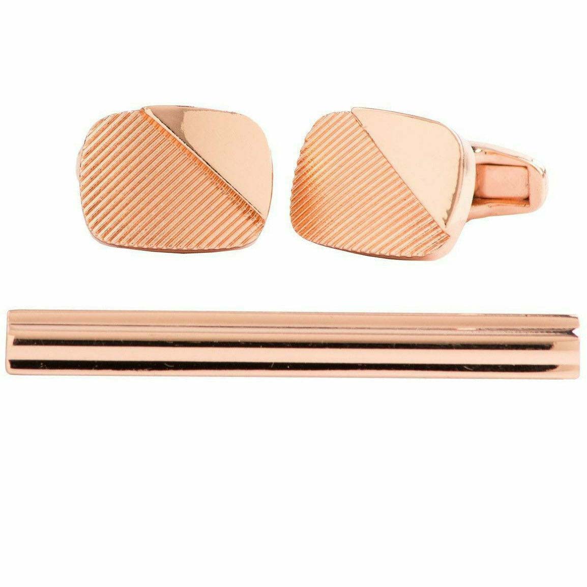 Vittorio Vico Plain Gold Cufflink &amp; Tie Bar Set in Gift Box