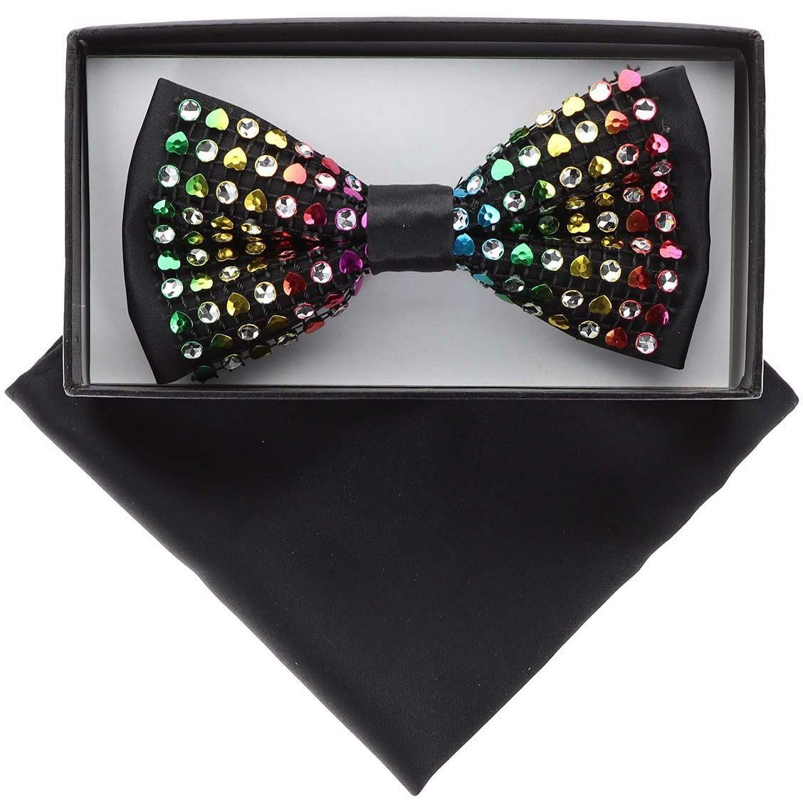 VITTORIO FARINA Rhinestone Bowtie &amp; Pocket Square by Classy Cufflinks