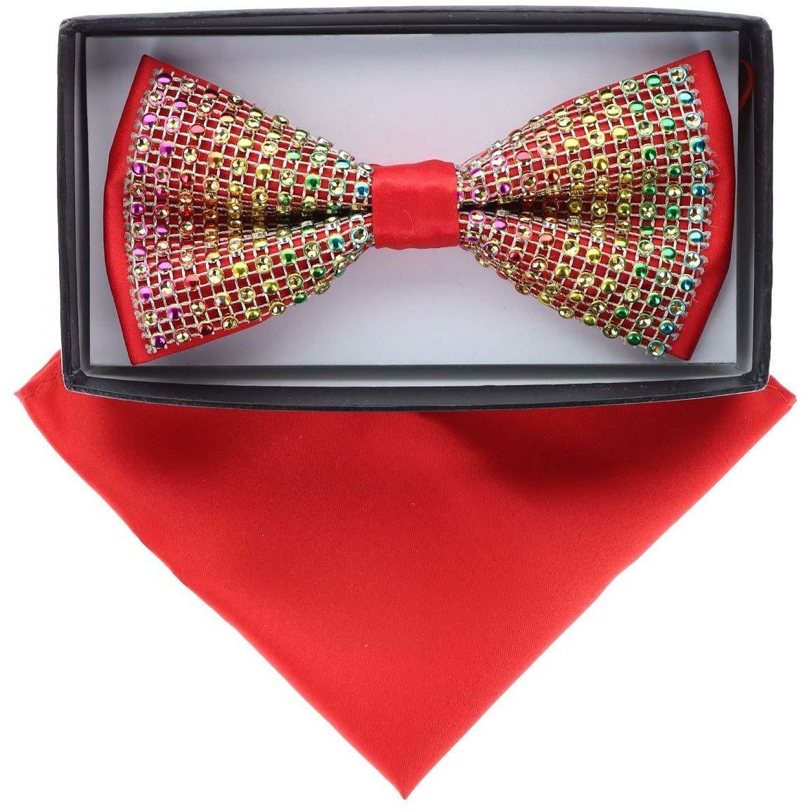 VITTORIO FARINA Rhinestone Bowtie &amp; Pocket Square by Classy Cufflinks