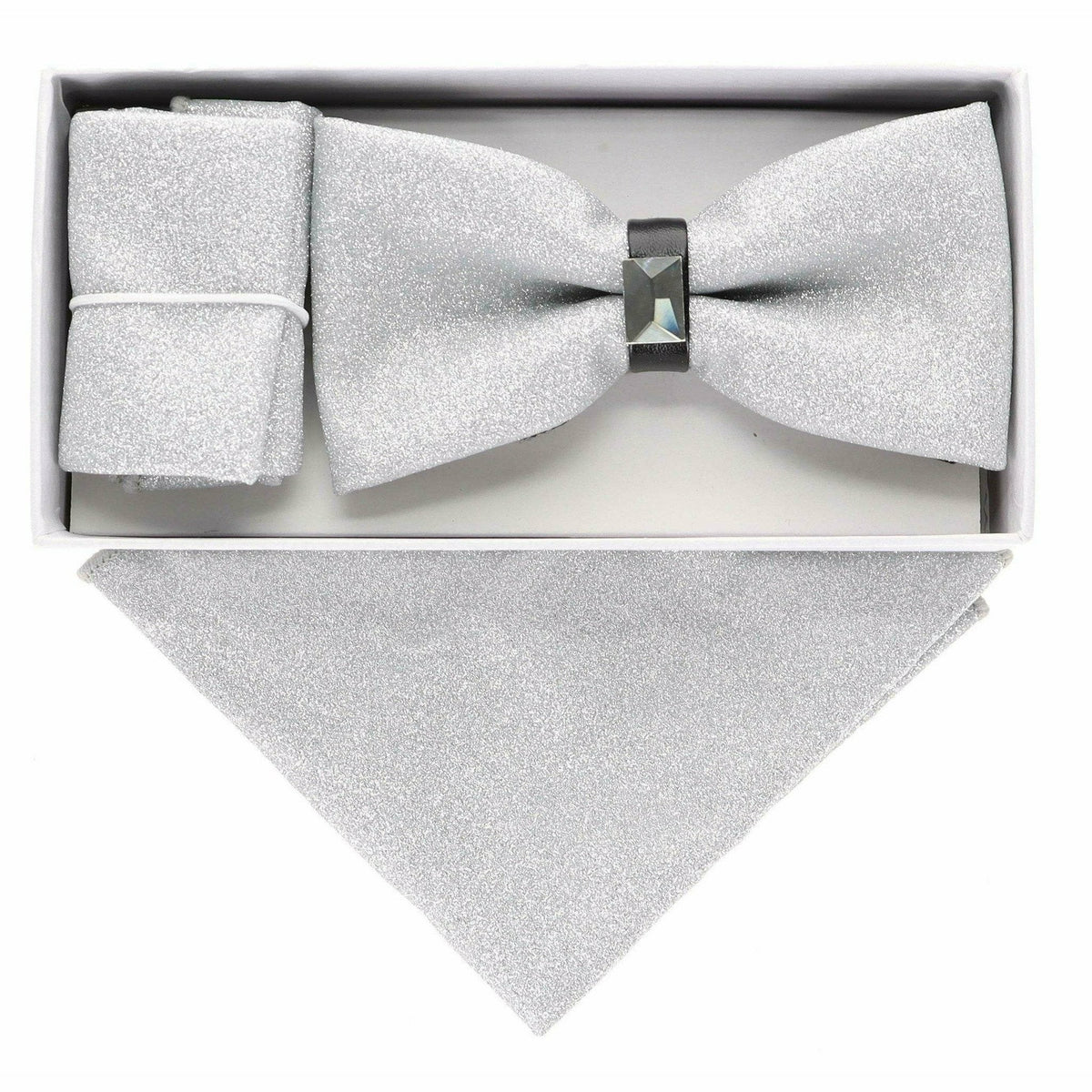 VITTORIO FARINA Rhinestone Bowtie &amp; Pocket Square by Classy Cufflinks - bhr-023 - Classy Cufflinks