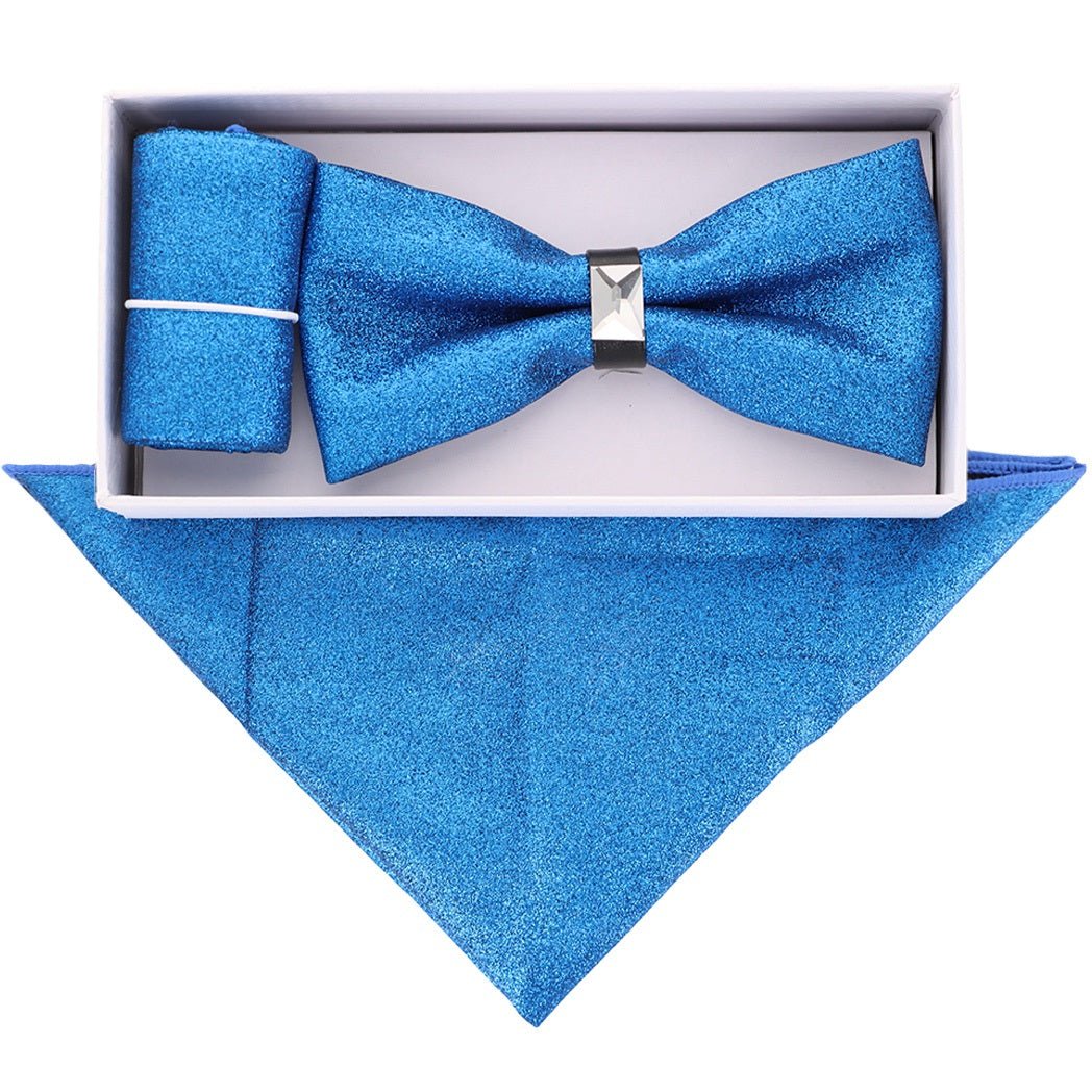 VITTORIO FARINA Rhinestone Bowtie &amp; Pocket Square by Classy Cufflinks - bhr-026 - Classy Cufflinks
