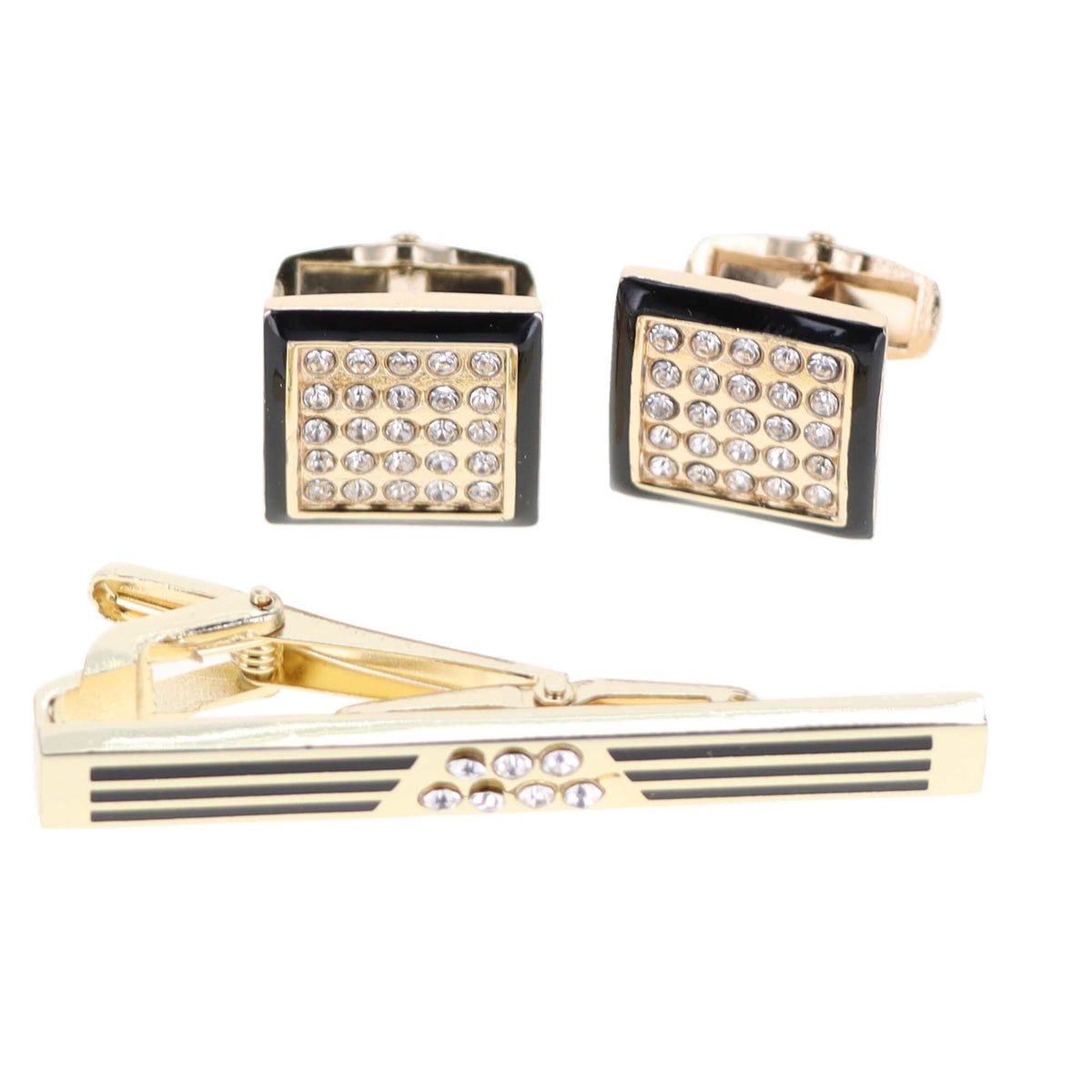 Vittorio Vico Men's Enamel Cufflink &amp; Tie Bar Set in Gift Box