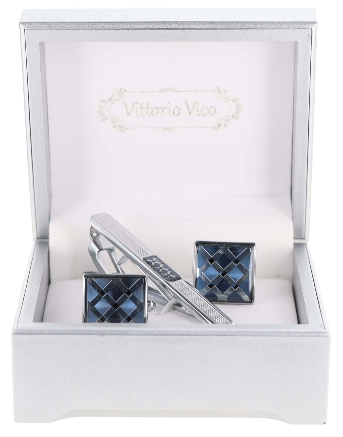 Vittorio Vico Men's Enamel Cufflink &amp; Tie Bar Set in Gift Box