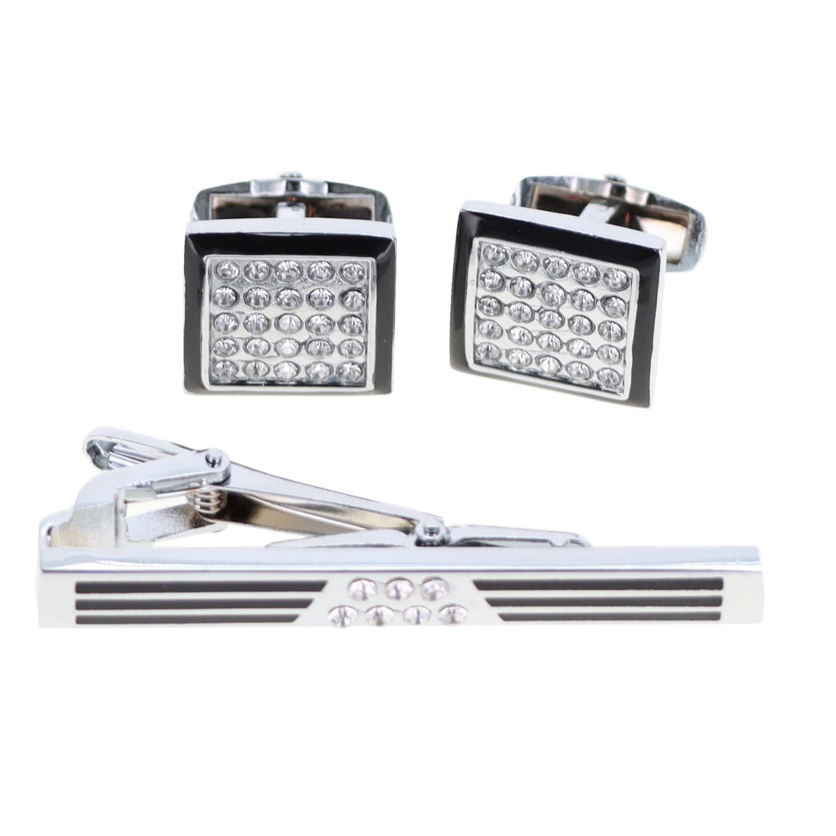 Vittorio Vico Men's Enamel Cufflink &amp; Tie Bar Set in Gift Box
