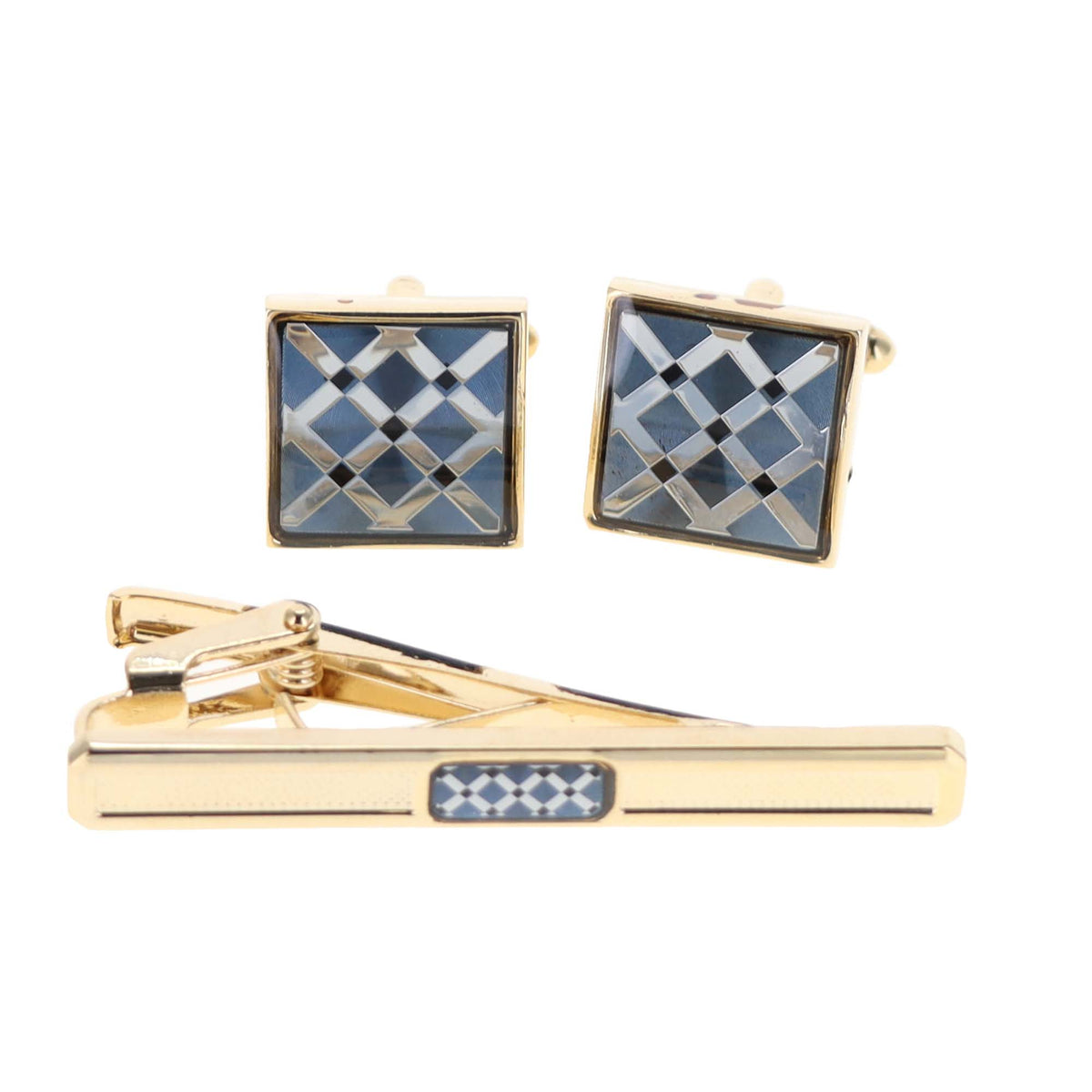 Vittorio Vico Men's Enamel Cufflink &amp; Tie Bar Set in Gift Box