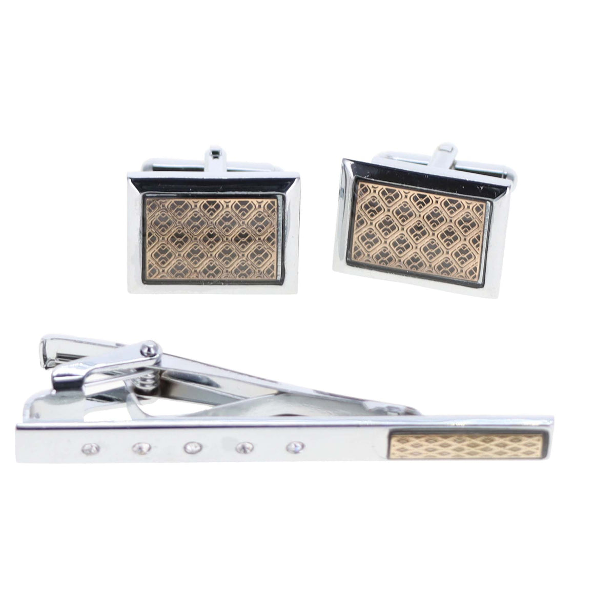 Vittorio Vico Men's Enamel Cufflink &amp; Tie Bar Set in Gift Box