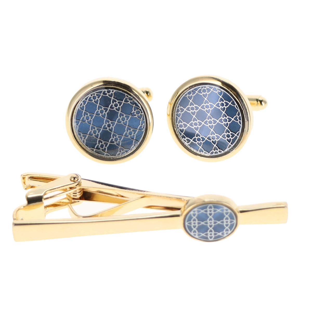 Vittorio Vico Men's Enamel Cufflink &amp; Tie Bar Set in Gift Box