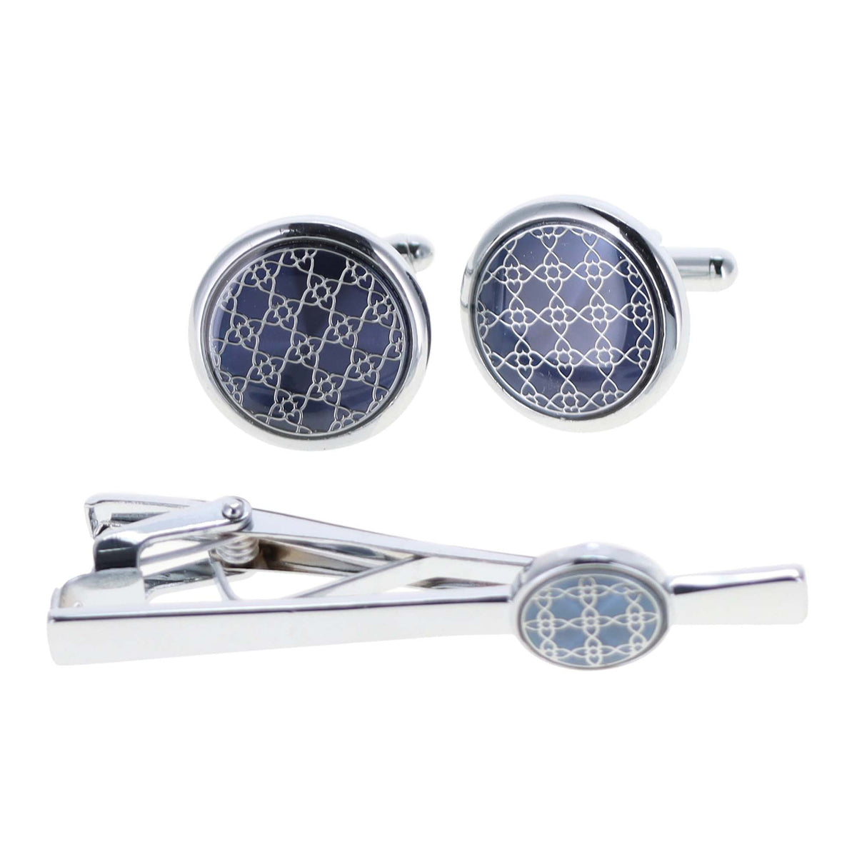 Vittorio Vico Men's Enamel Cufflink &amp; Tie Bar Set in Gift Box