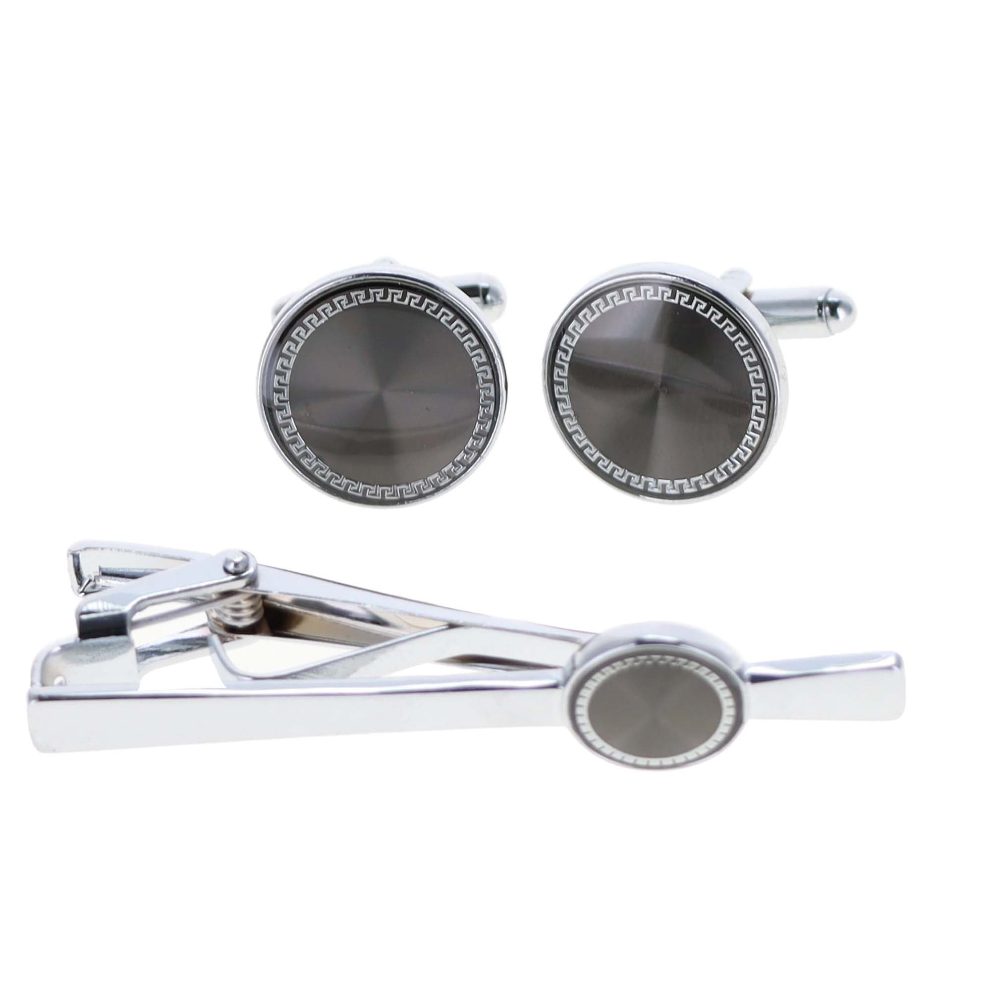 Vittorio Vico Men's Enamel Cufflink & Tie Bar Set in Gift Box
